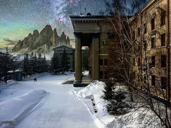 Mountains will make everything more beautiful, even your uni.. - My, The photo, Photoshop master, University, SGUPS, The mountains