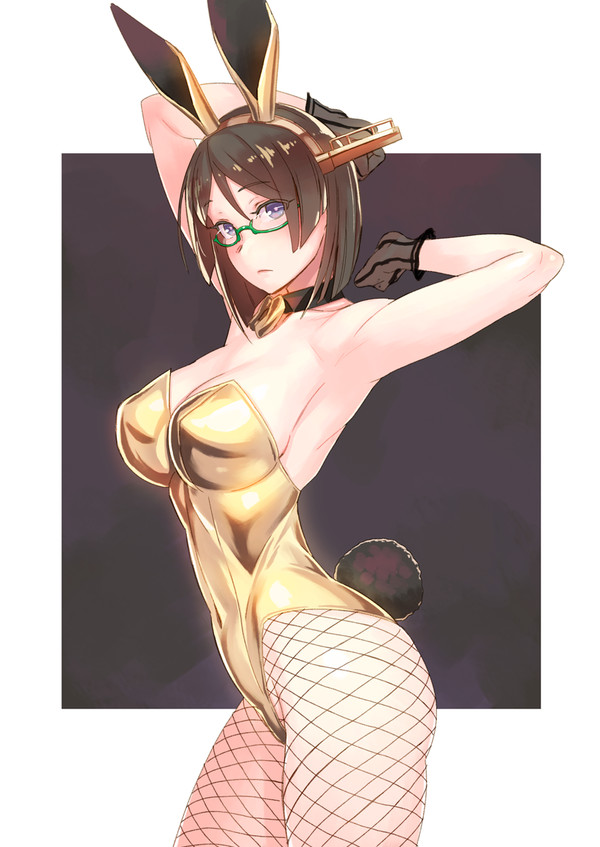 Kirishima - Kantai Collection, Kirishima, Bunnysuit, Аниме, Anime Art