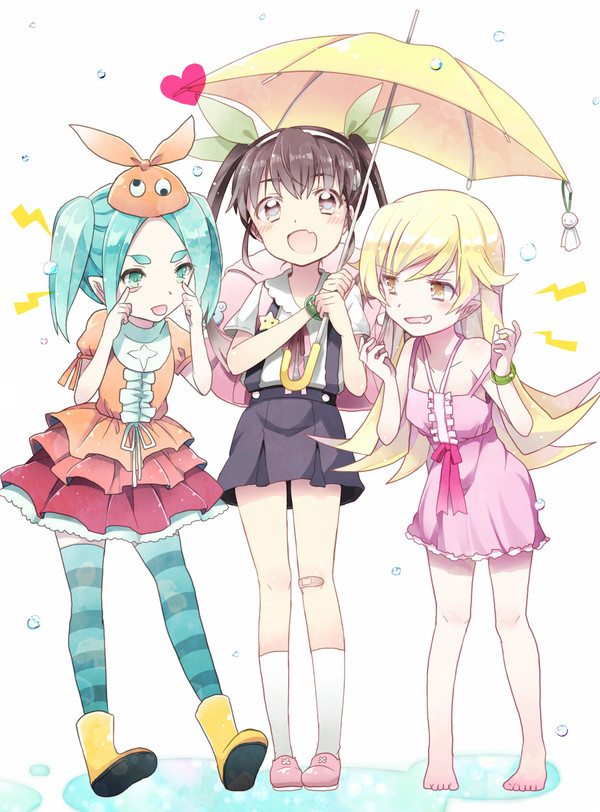 Loligatari - Аниме, Anime Art, Monogatari series, Yotsugi Ononoki, Hachikuji Mayoi, Shinobu Oshino