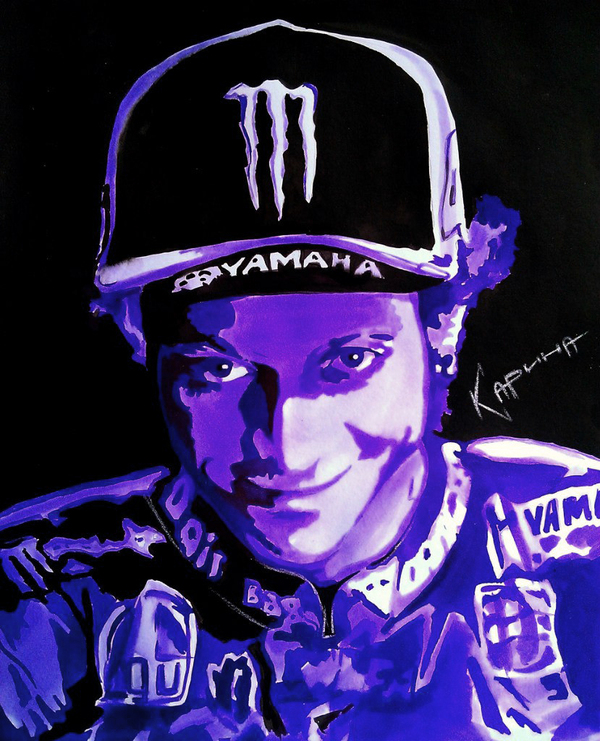 Portrait in pop art style. Valentino Rossi 46. Ink, watercolor. - My, Valentino Rossi, Portrait, Artist, Motogp, Motorcycle racing, , Moto, Motorcyclist, Motorcyclists