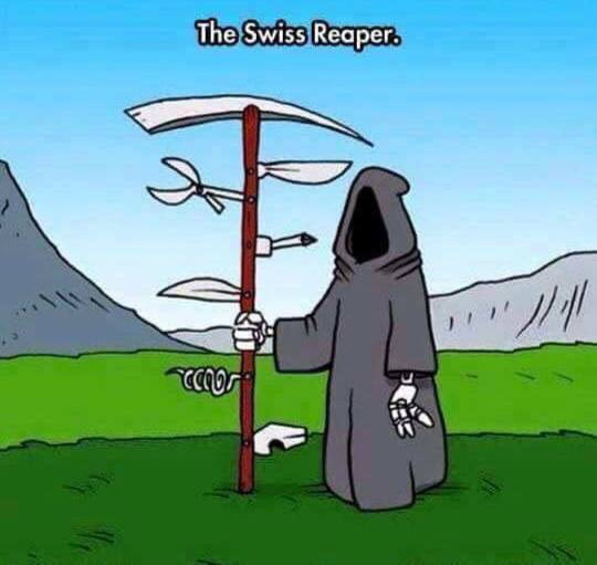 swiss braid - Death, Switzerland, Knife, Scythe, Humor