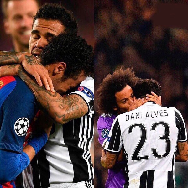 Friendship is more important than rivalry! - My, Sport, Neymar Junior, Marcelo, Dani Alves, Barcelona, Juventus, real Madrid, Champions League, Barcelona city