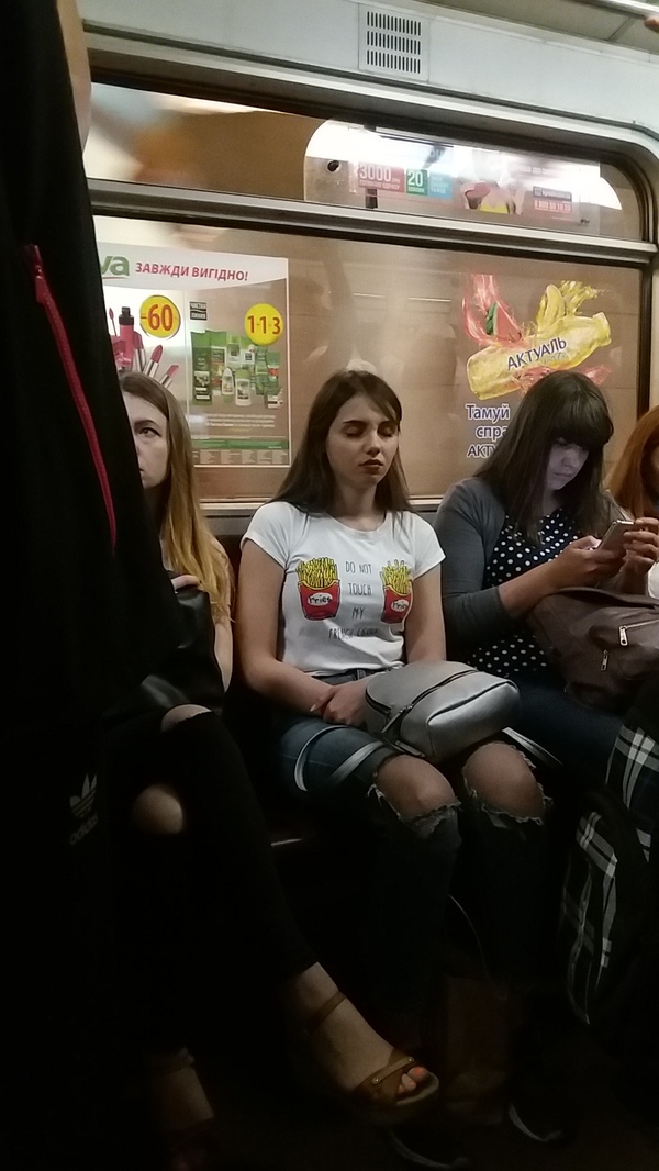 Do not touch my French fries. - My, Metro, Kiev, Girls