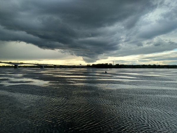 Heavenly bridge over the Kama - My, Kama, Beautiful view, The clouds, Bridge, River