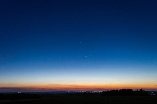 Evening landscape - My, Evening, dust, Sunset, Stars, Airplane, Landscape, Stars
