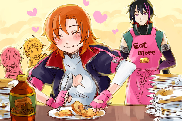A hearty breakfast is the key to a good day. - RWBY, Nora valkyrie, Lie ren, Anime, Not anime