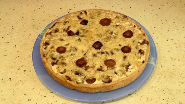 Quiche Loren with mushrooms and chicken - Recipe, , Hen, Mushrooms, French cuisine, Video, Longpost, Quiche Pie