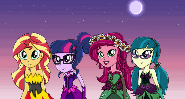  My Little Pony, Equestria Girls, Sunset Shimmer, Twilight Sparkle, Gloriosa Daisy, Juniper Montage