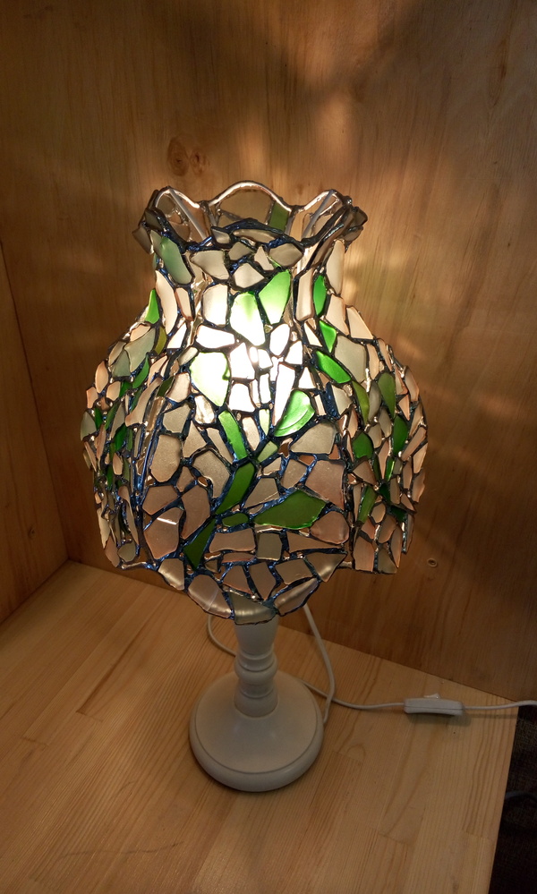 Sea glass stained glass windows - what they can be - My, Stained glass, Needlework without process, Rukozhop, Mosaic, Lamp, Handmade, , Craft, Longpost