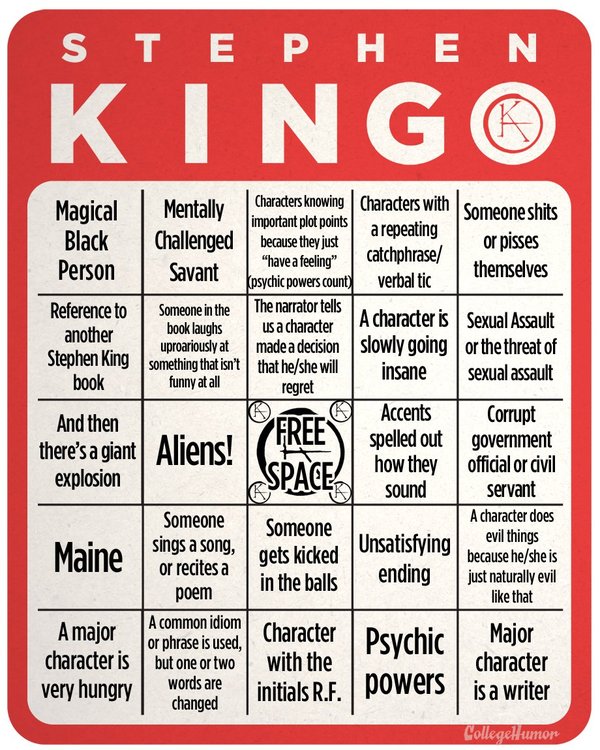 Stephen King Drinking Game!  , , , , , , , 