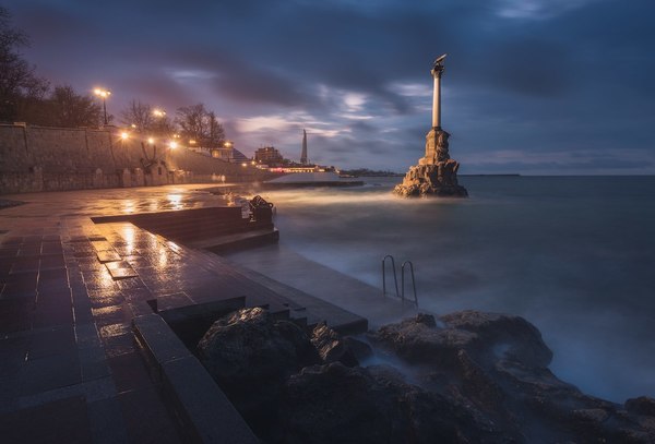 Night in Sevastopol - The photo, Sevastopol, Crimea, Night, , Sea, Monument to The Sunken Ships