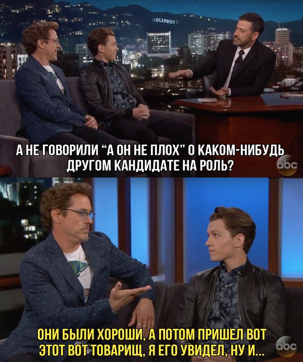 I saw him, and... - Robert Downey the Younger, Storyboard, Tom Holland, Jimmy Kimmel, Interview, Actors and actresses, Robert Downey Jr.