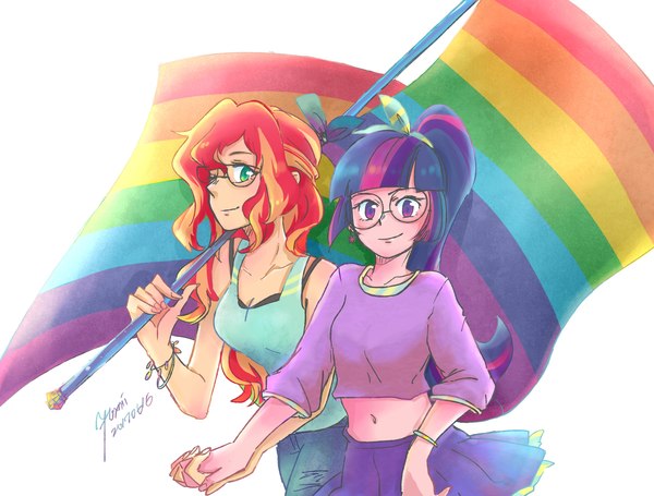 Love is submissive to all boundaries - My little pony, Twilight sparkle, Sunset shimmer, MLP Lesbian, Shipping, Humanization, Art