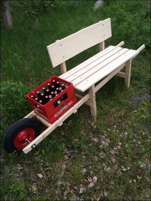 I carry everything with me - Wheelbarrow, Beer, Benches