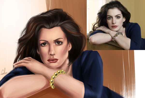 Ann Hataway - My, Portrait, Drawing, SAI, Photoshop