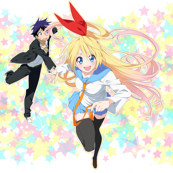 Chitoge Kirisaki and Raku Ichijou [Nisekoi] - Chitoge kirisaki, Raku Ichijou, Nisekoi, Аниме, Anime Art, Pixiv