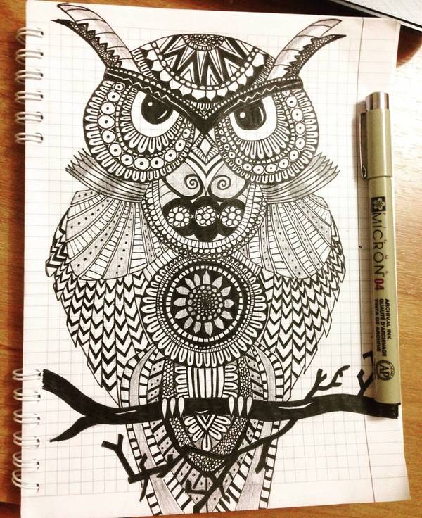 My owl =) - Drawing, Liner, My, Creation