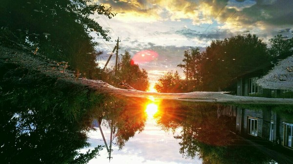 Sunset in a puddle - beauty, My, Sunset, Puddle
