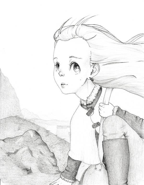 To the shelter - My, Girl, Pencil drawing, Manga, Fantasy