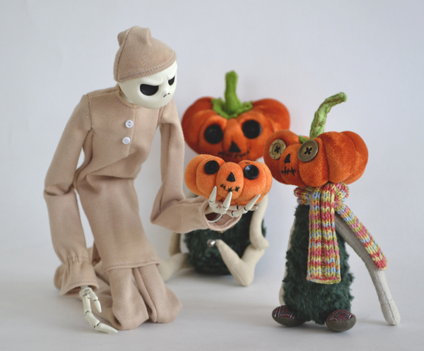 pumpkin king and pumpkins - My, The nightmare before christmas, Pumpkin, Toys, Handmade, Lulz, Needlework without process, Animals, Longpost