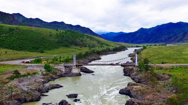 Altai. Oroktoy bridge / Teldekpen rapids - 2017. - My, Altai, Mountain Altai, Oroktoi Bridge, Katun, Video, Altai Republic