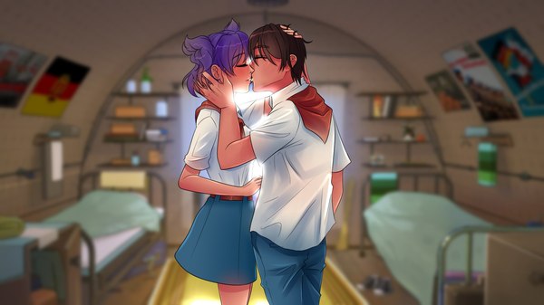 Where they touched, a girl and a boy ... - Endless summer, Visual novel, Camp owlet, Lena, Semyon, Art, Rayne, 