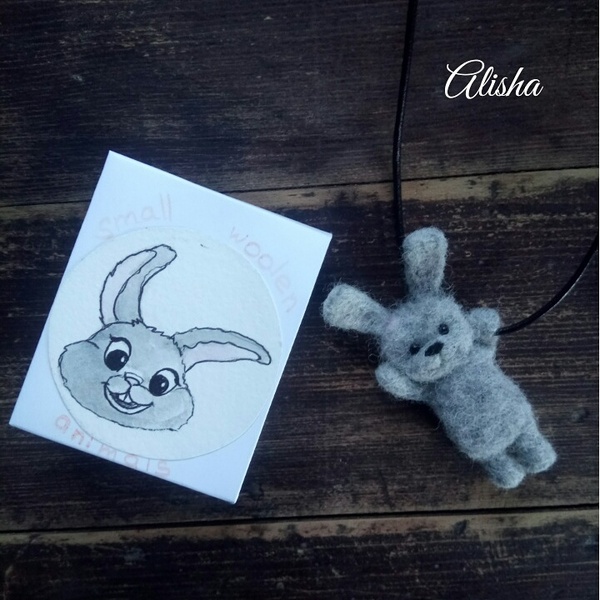 Leveret - My, Wallow, , Dry felting, Wool toy, Suspension, Handmade, Hare, Felting