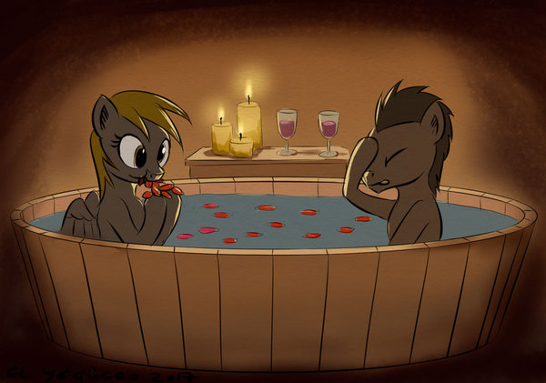 Romantic dinner - My little pony, PonyArt, Derpy hooves, Doctor Whooves, Shipping, El-Yeguero