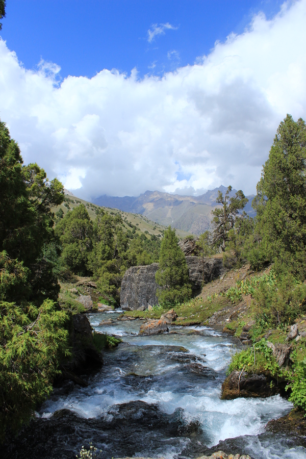 In the vicinity of Allaudin lakes - My, River, The mountains, Boulder, 