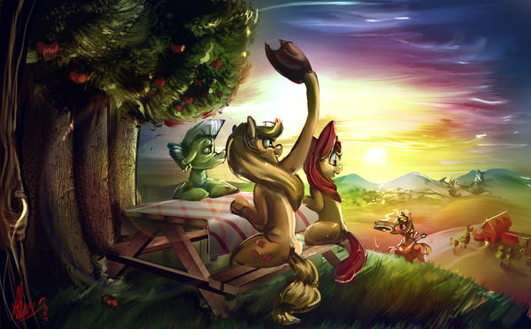 The most special breakfast! - My little pony, Applejack, Applebloom, Big Macintosh, Granny Smith