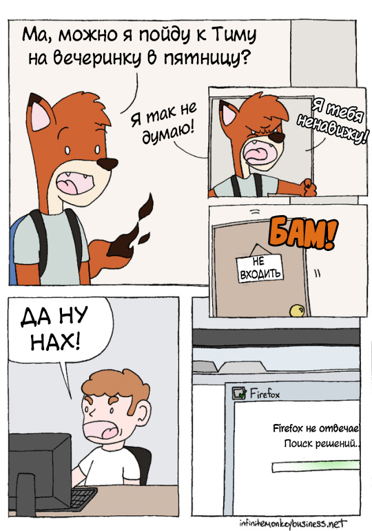 Firefox - Firefox, Комиксы, Ошибка, Трудные подростки, Infinitemonkeybusiness