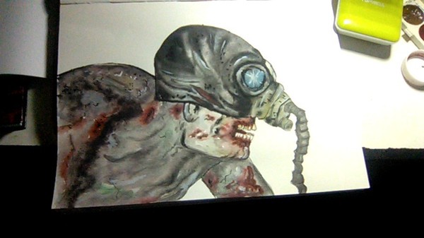 And paired with the bloodsucker Snork) maybe there will be more on the stalker) - My, Watercolor, Drawing, Stalker, Art