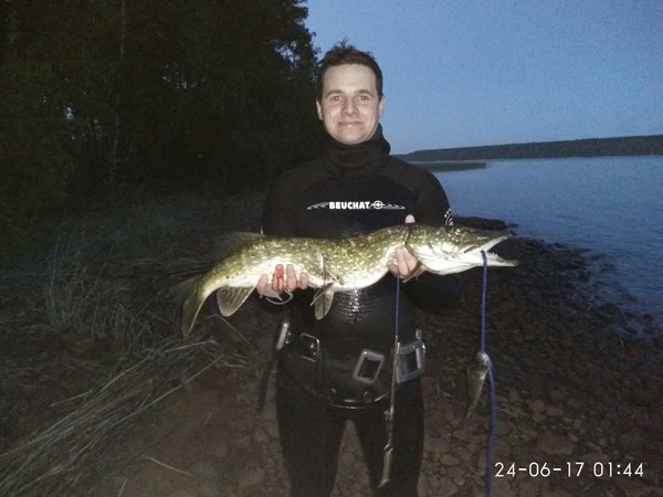 First big pike - My, Pike, Spearfishing, Trophy, Vuoksi, Losevo, Leningrad region