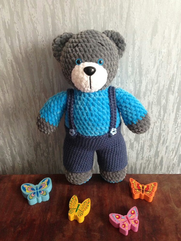 Teddy bear - My, Teddy bear, Soft toy, Knitting, Handmade