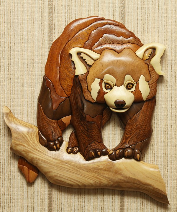 Intarsia Red panda - My, Intarsia, Sawing