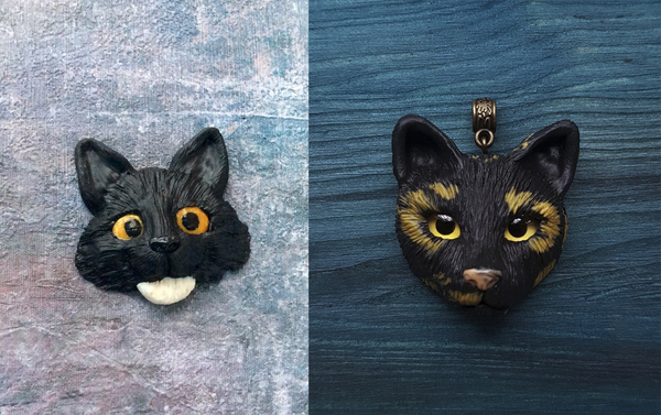 It was - it is. - My, Polymer clay, Plastic, Black cat, Pendant, Decoration, With your own hands, Needlework without process