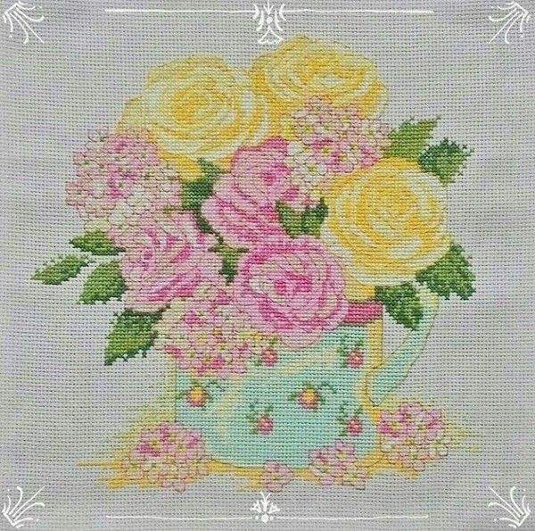 Cross-stitch, spring bouquet - My, Cross-stitch, Embroidery