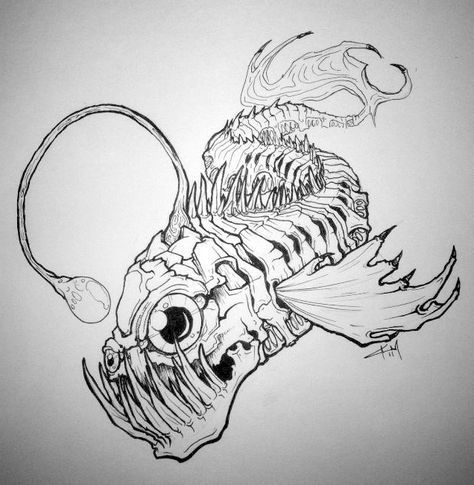Sketches: underwater - Tattoo Lovers League, Longpost, Sketch, Tattoo, Underwater, A fish