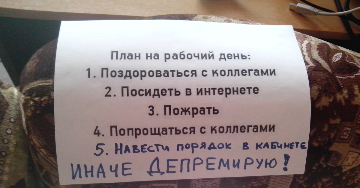 План работы на сегодня прикол