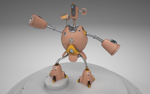 Sandy-Robot - My, 3DS max, Marmoset, 3D modeling, Artist, Render, Video, Longpost