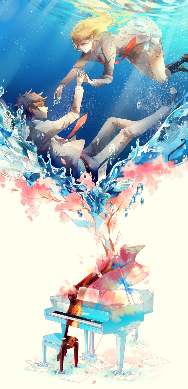 Shigatsu wa Kimi no Uso - Shigatsu wa Kimi no Uso, Anime art, Anime, Miyazono kaori, Arima Kousei, Pixiv, Longpost, A selection