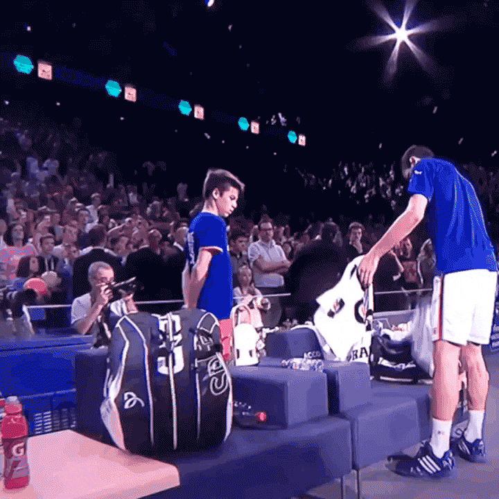 Hold on, this is for you... - Novak Djokovic, Bolboy, , Presents, GIF