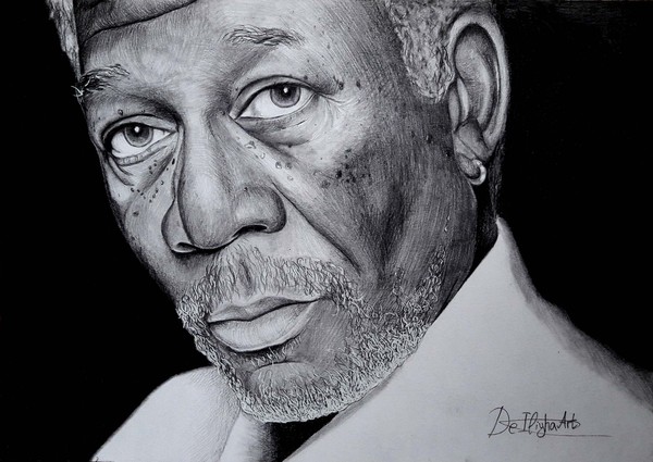 Another portrait of Morgan Freeman and timelapse - Video, Portrait, Drawing, Morgan Freeman, My