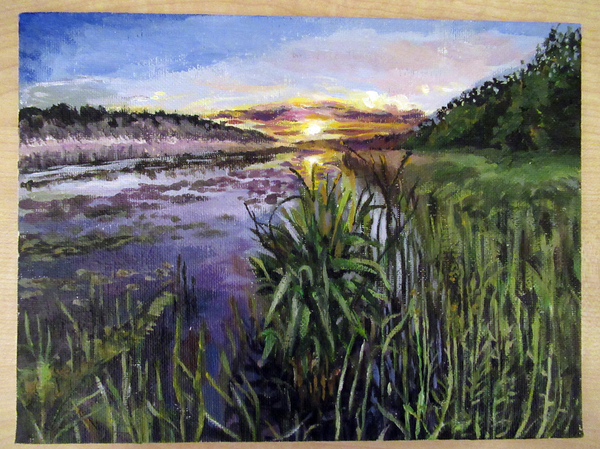 Landscape, acrylic on canvas - My, Landscape, Etude