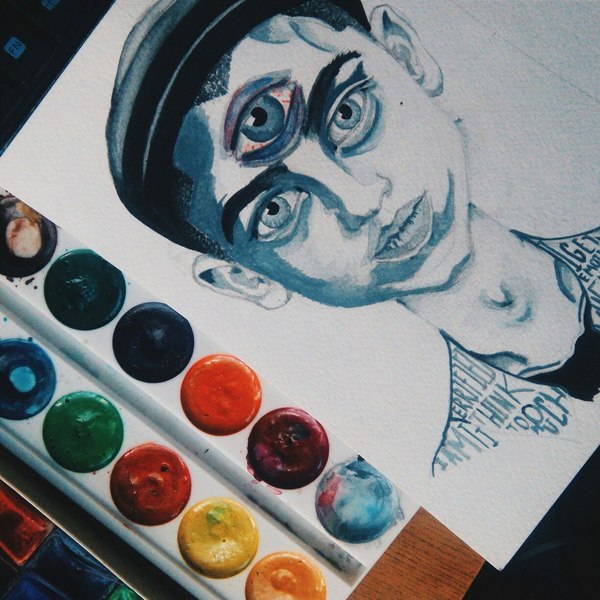 Personal inspiration. - My, Portrait, Sketch, Drawing, Drawing with paints, Watercolor, Benkendorf
