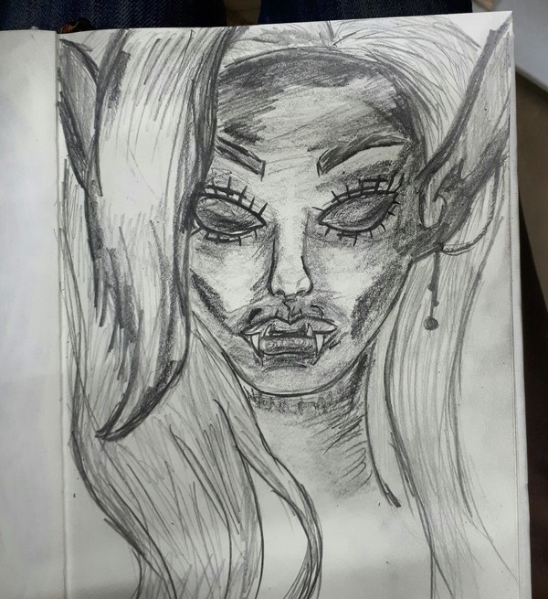 Drow. My art. - My, Elves, My