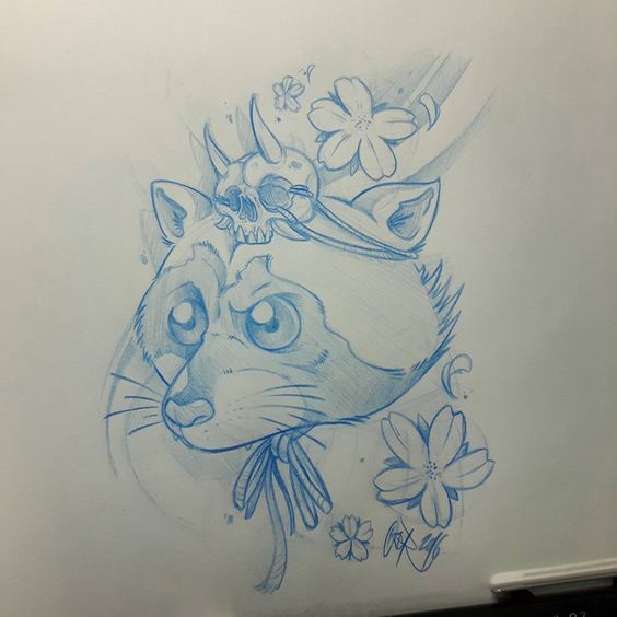 Sketches of tattoos: raccoons! - Tattoo, Tattoo Lovers League, Longpost, Sketch, Raccoon