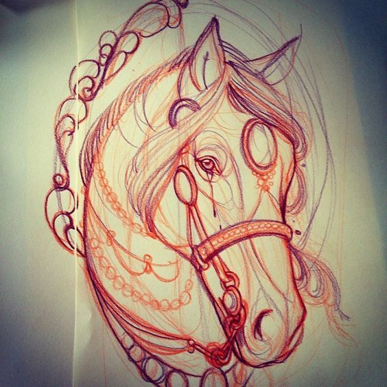 Sketches of tattoos: horse. - Tattoo, Longpost, Horses, Sketch, Tattoo Lovers League