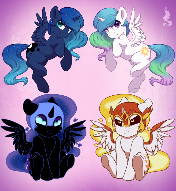 Reversible Charms My Little Pony, Princess Celestia, Princess Luna, Nightmare Moon, Daybreaker, Silentwulv