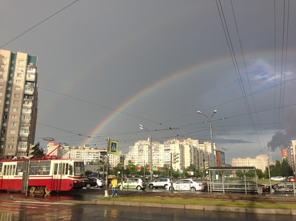 Немного радуги - Моё, Двойная Радуга, Фотография, Радуга в петербурге, Длиннопост